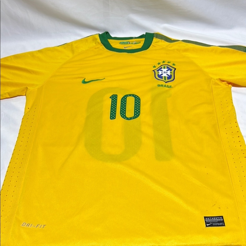 Nike Brazil #10 Soccer Jersey - Yellow and Green